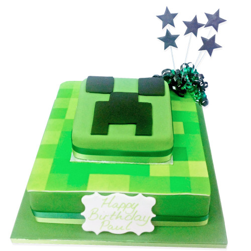 Minecraft Birthday Two~Tier Cake